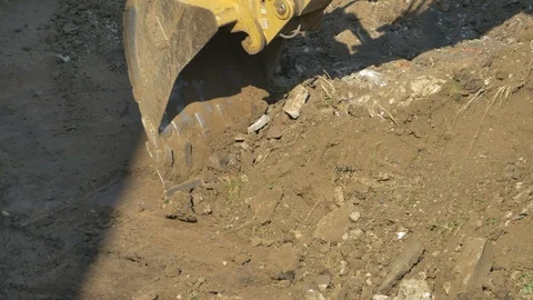 Bucket of Excavator Loads Stock Footage 93848129