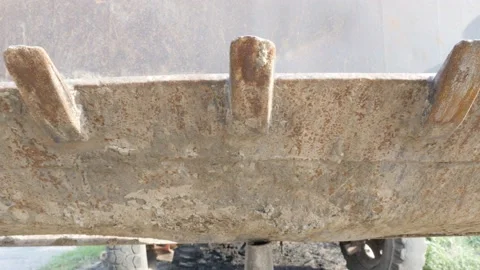 The bucket of the excavator or tractor, macro view Stock Footage 104368554