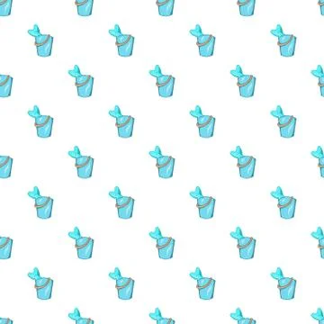 Bucket of fish pattern, cartoon style Stock Illustration