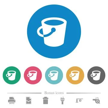 Bucket flat round icons Stock Illustration