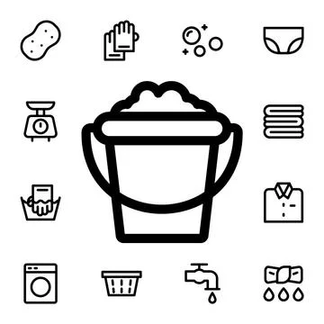 Bucket flat vector icon in laundry pack Stock Illustration