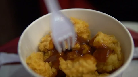 Bucket full of crispy fried chicken. Stock Footage 92274573