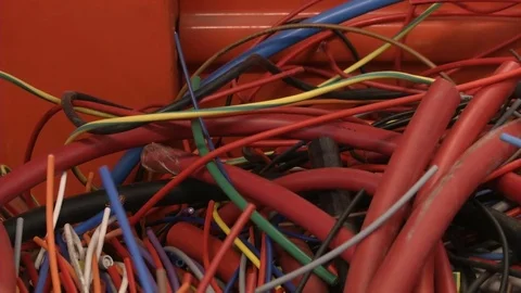 Bucket full of electrical wires Stock Footage 72144137