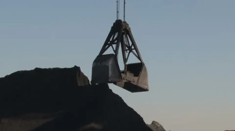 Bucket gathering coal. Close-up Stock Footage 56340119