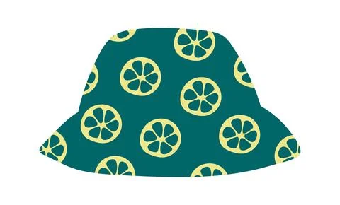 Bucket hat, sun hat with lemons pattern illustration isolated Иллюстрация