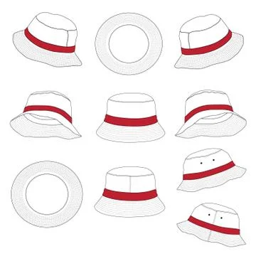 Bucket Hats - Vector Template Mockup Stock Illustration
