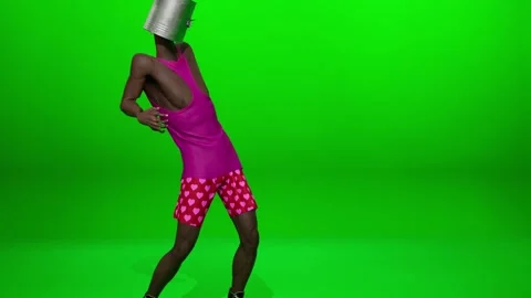 Bucket Head Black Dancer Cinematic Render Stock Footage 321448874