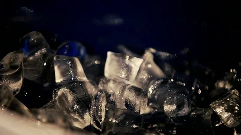 Bucket with ice. The camera takes ice from left to right. Stock Footage 80309258