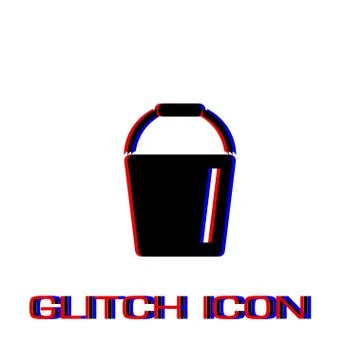 Bucket icon flat Stock Illustration