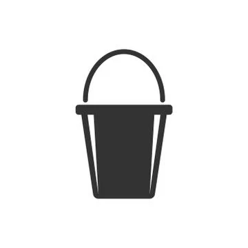 Bucket icon in flat style. Garbage pot vector illustration on white isolated  Stock Illustration