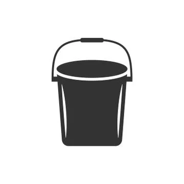Bucket icon in flat style. Garbage pot vector illustration on white isolated  Stock Illustration