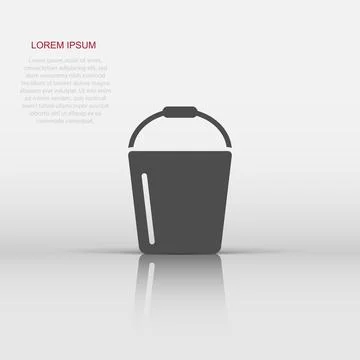 Bucket icon in flat style. Garbage pot vector illustration on white isolate.. Stock Illustration
