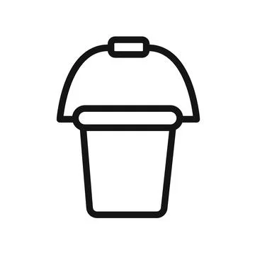Bucket icon linear vector graphics sign Illustrazione stock