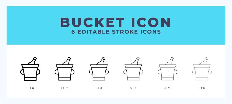 Bucket icon in thin line. Bold line. Regular line. Editable stroke. Stock Illustration
