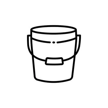 Bucket icon vector line art design editable stroke Stock Illustration