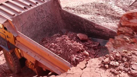 The bucket of a large mining excavator loads a huge dump truck. Stock Footage 122214911