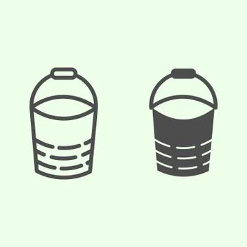 Bucket line and solid icon. Building or domestic bucketful outline style Ilustración de archivo