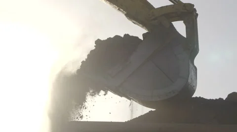 Bucket mining shovel slow motion Stock Footage