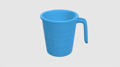 Bucket Mug Rotating on a Transparent Background. Seamless Loop. Plastic Mug. 4K Stock Footage 297087845