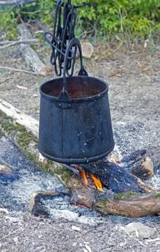The bucket over the fire Stock Photos