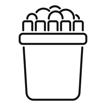 Bucket overflowing with soapy water and sponge wipes icon line style Stock Illustration