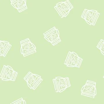 Bucket with peanut butter line vector seamless pattern Stock Illustration