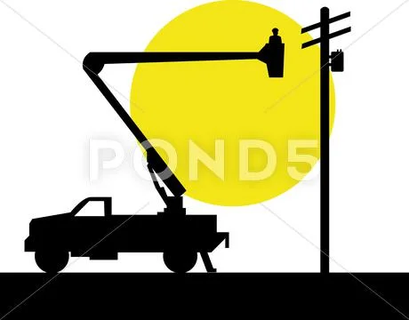 Bucket pick-up truck with cherry picker Stock Illustration
