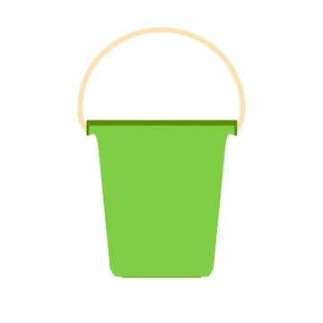Bucket plastic white vector paint container isolated with handle. Pail packag Illustration