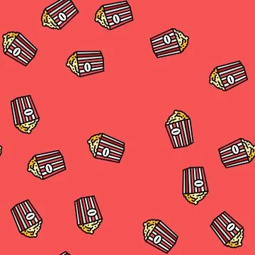 Bucket popcorn box delicious vector seamless pattern Stock Illustration