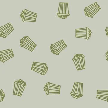 Bucket popcorn food snack line vector seamless pattern Stock Illustration