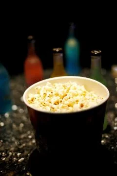 A bucket of popcorn Stock Photos
