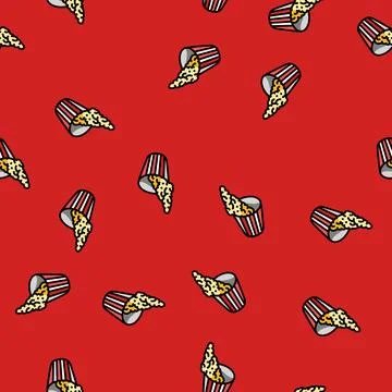 Bucket popcorn striped box vector seamless pattern Stock Illustration