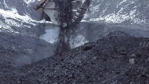 Bucket scoops coal Stock Footage 69078802