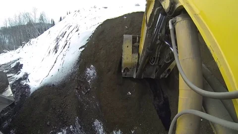 Bucket scoops soil Video stock 69078786