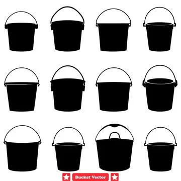 Bucket Silhouette Vector Pack Variety of Styles and Sizes for Crafting and .. Stock Illustration