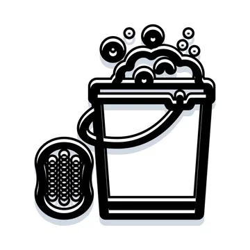 Bucket with soapy water and sponge for cleaning Stock-Illustration