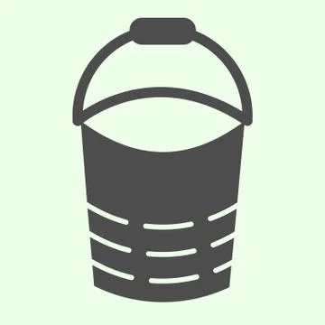 Bucket solid icon. Building or domestic bucketful glyph style pictogram on white Ilustración de archivo