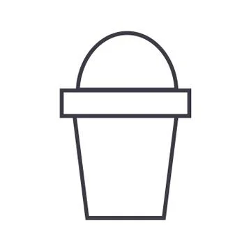 Bucket vector line icon, sign, illustration on background, editable strokes Illustrazione stock