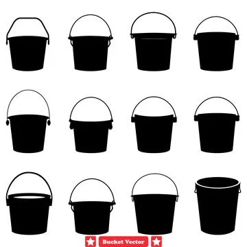 Bucket Vector Silhouette Bundle Explore Endless Possibilities for Design an.. Stock Illustration