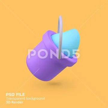 Bucket of water isolated 3d render icon illustration PSD Template