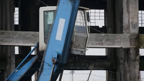 Bucket Wheel Excavator Machine Processing Coal At Export Port Stock Footage 122196830