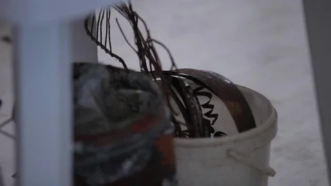 Buckets above the table Stock Footage 86451015