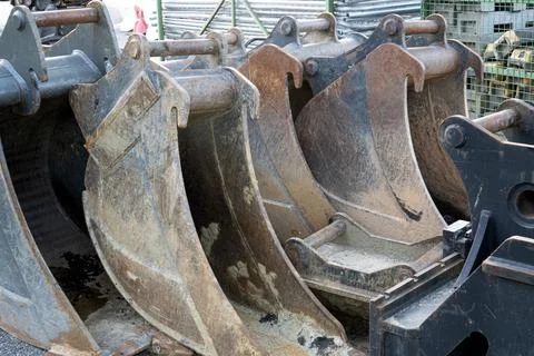 Buckets from a construction excavator Stock Photos