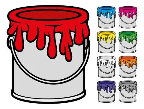 Buckets of paint collection Stock Illustration