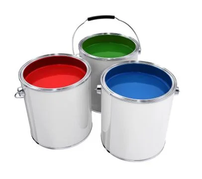 Buckets with paint. Illustration. Stock Illustration