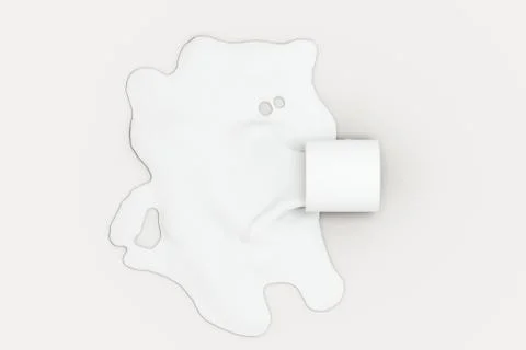 The buckets of paint with white background, 3d rendering. Stock Illustration