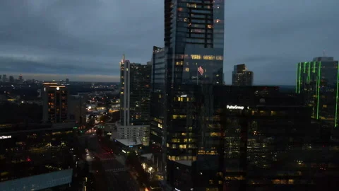 BuckHead aerial at night Stock Footage 193641487