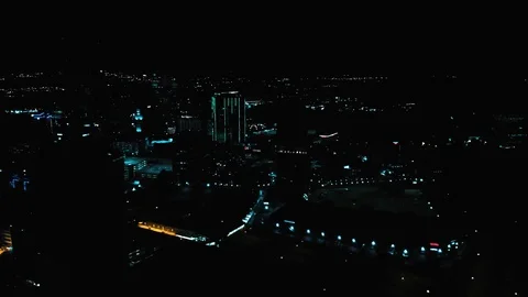 Buckhead (Night time) Aerial Flyover (GA Hwy 400), 4K Stock Footage