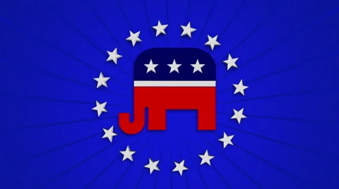 Bucking Republican Elephant On Blue Vídeo Stock 44921040