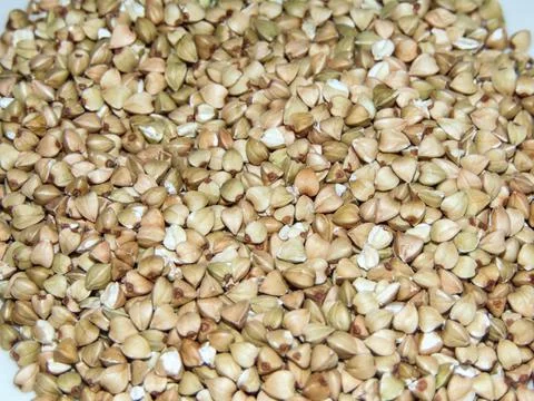 Buckwheat background. buckwheat texture, closeup view Stockfoto's